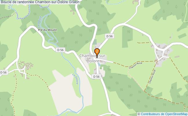 plan Boucle de randonnée Chambon-sur-Dolore : 2 équipements