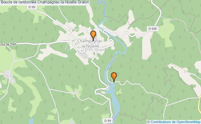 plan Boucle de randonnée Champagnac-la-Noaille : 2 équipements