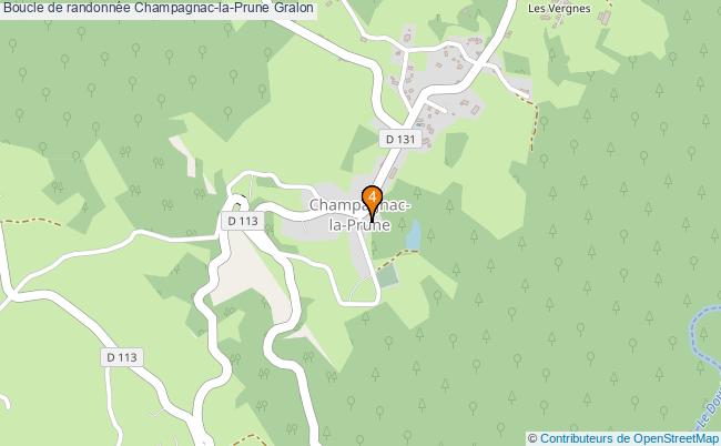 plan Boucle de randonnée Champagnac-la-Prune : 4 équipements