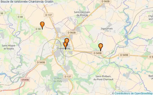 plan Boucle de randonnée Chantonnay : 9 équipements