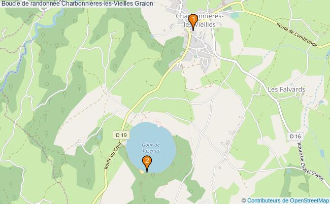 plan Boucle de randonnée Charbonnières-les-Vieilles : 2 équipements