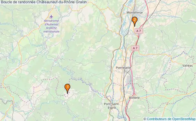 plan Boucle de randonnée Châteauneuf-du-Rhône : 2 équipements