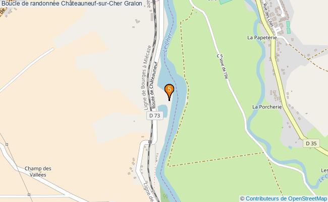 plan Boucle de randonnée Châteauneuf-sur-Cher : 5 équipements