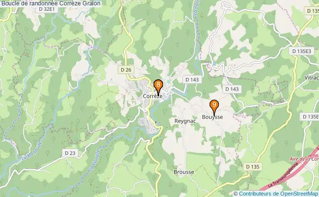 plan Boucle de randonnée Corrèze : 9 équipements