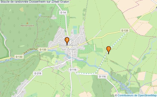 plan Boucle de randonnée Dossenheim-sur-Zinsel : 3 équipements