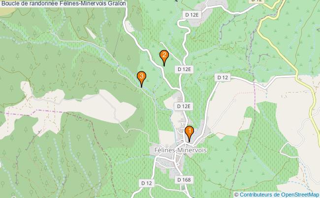 plan Boucle de randonnée Félines-Minervois : 3 équipements