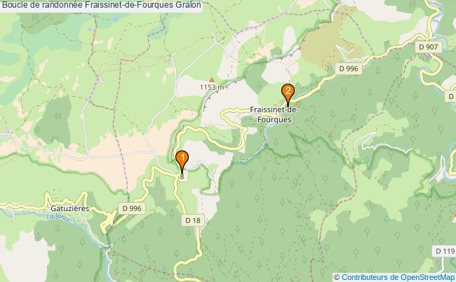 plan Boucle de randonnée Fraissinet-de-Fourques : 2 équipements