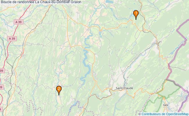 plan Boucle de randonnée La Chaux-du-Dombief : 2 équipements