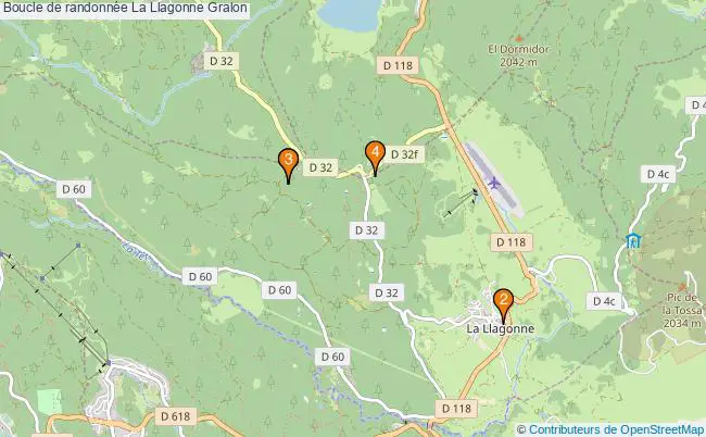 plan Boucle de randonnée La Llagonne : 4 équipements