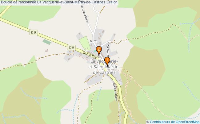 plan Boucle de randonnée La Vacquerie-et-Saint-Martin-de-Castries : 2 équipements
