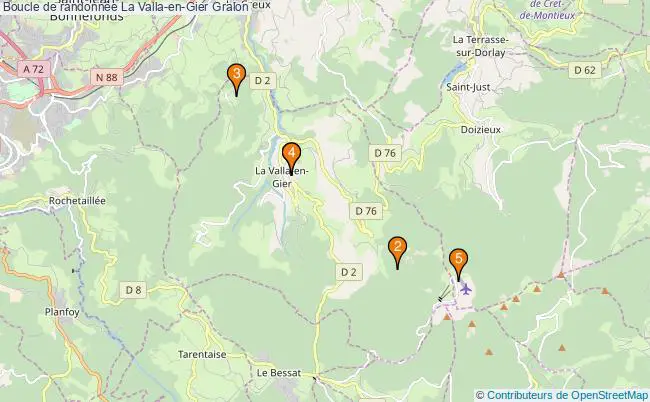 plan Boucle de randonnée La Valla-en-Gier : 5 équipements
