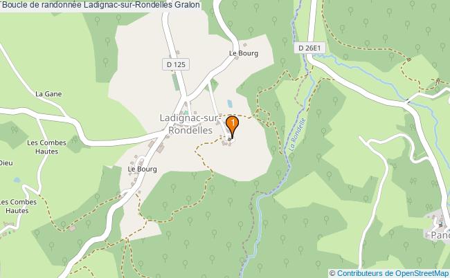 plan Boucle de randonnée Ladignac-sur-Rondelles : 1 équipements