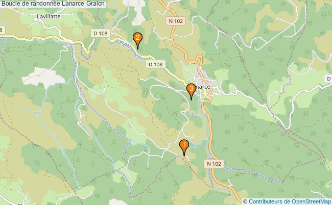 plan Boucle de randonnée Lanarce : 3 équipements