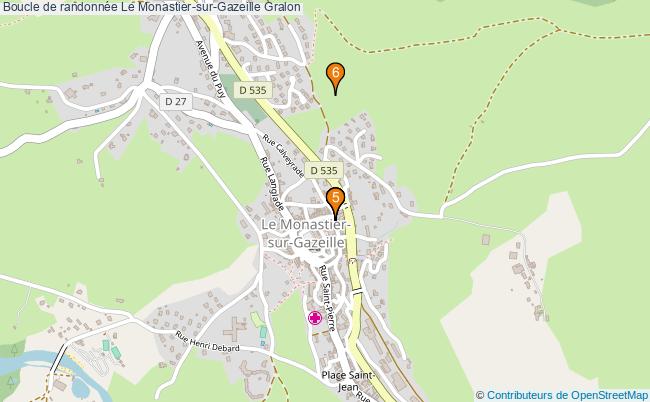 plan Boucle de randonnée Le Monastier-sur-Gazeille : 6 équipements