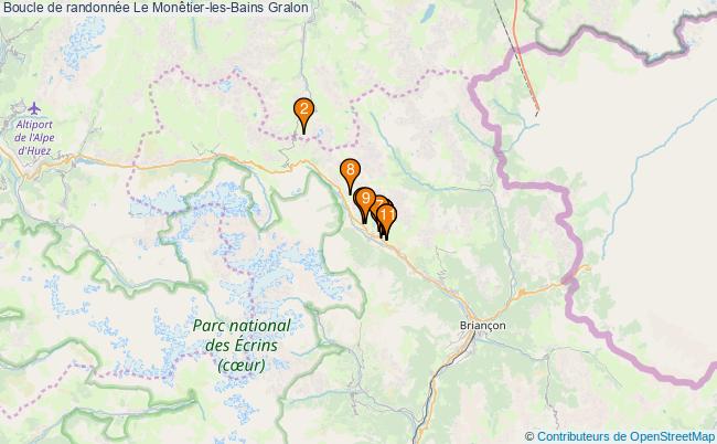 plan Boucle de randonnée Le Monêtier-les-Bains : 11 équipements