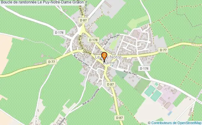 plan Boucle de randonnée Le Puy-Notre-Dame : 2 équipements