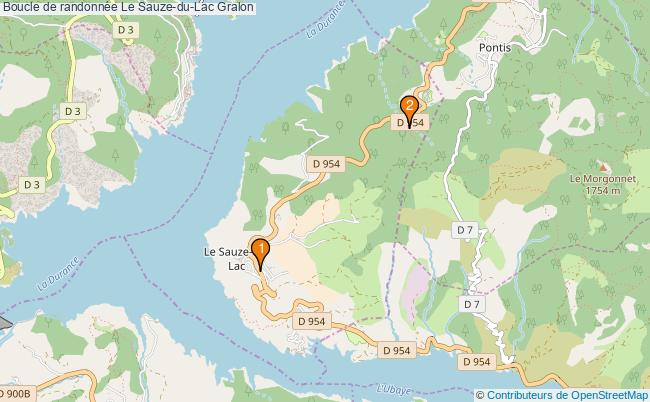 plan Boucle de randonnée Le Sauze-du-Lac : 2 équipements