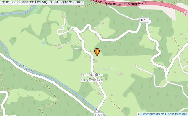 plan Boucle de randonnée Les Angles-sur-Corrèze : 1 équipements