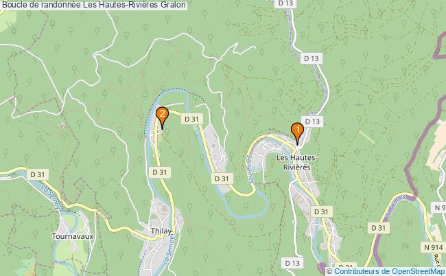 plan Boucle de randonnée Les Hautes-Rivières : 2 équipements