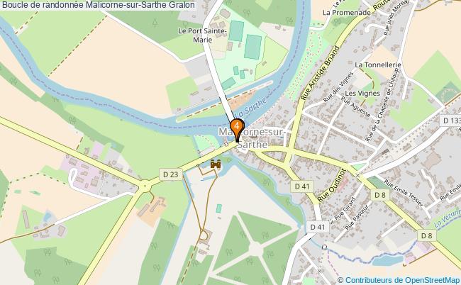 plan Boucle de randonnée Malicorne-sur-Sarthe : 4 équipements