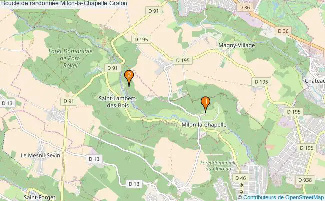 plan Boucle de randonnée Milon-la-Chapelle : 2 équipements