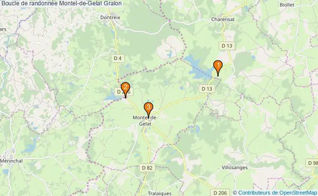 plan Boucle de randonnée Montel-de-Gelat : 3 équipements