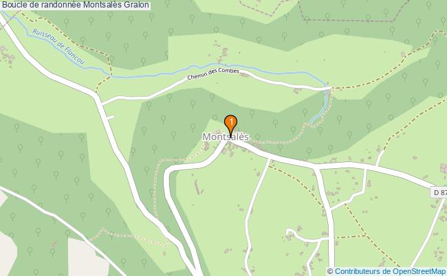 plan Boucle de randonnée Montsalès : 1 équipements