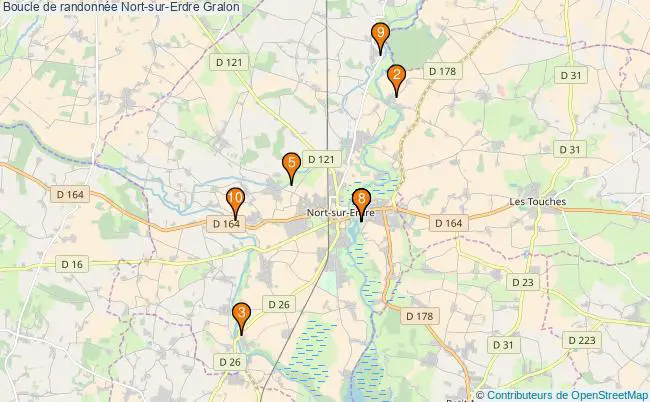 plan Boucle de randonnée Nort-sur-Erdre : 10 équipements