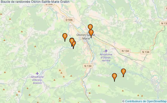 plan Boucle de randonnée Oloron-Sainte-Marie : 9 équipements