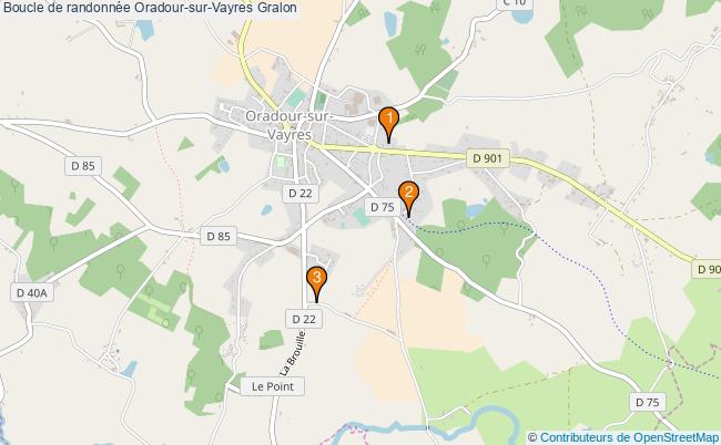 plan Boucle de randonnée Oradour-sur-Vayres : 3 équipements