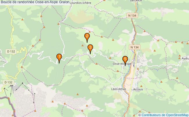plan Boucle de randonnée Osse-en-Aspe : 5 équipements