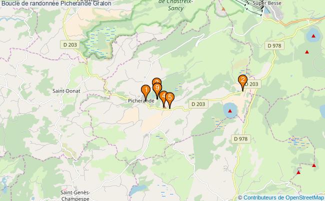 plan Boucle de randonnée Picherande : 9 équipements