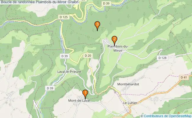 plan Boucle de randonnée Plaimbois-du-Miroir : 3 équipements