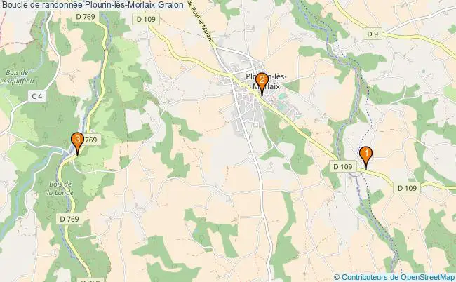 plan Boucle de randonnée Plourin-lès-Morlaix : 3 équipements