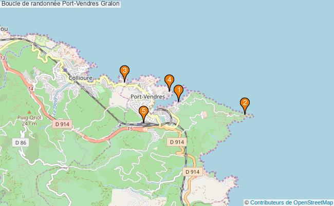 plan Boucle de randonnée Port-Vendres : 5 équipements