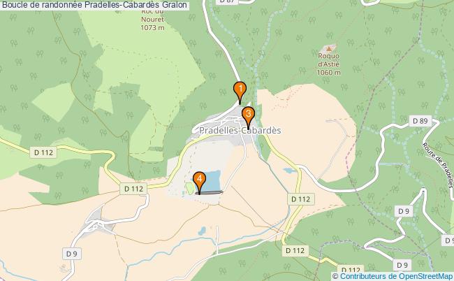 plan Boucle de randonnée Pradelles-Cabardès : 4 équipements