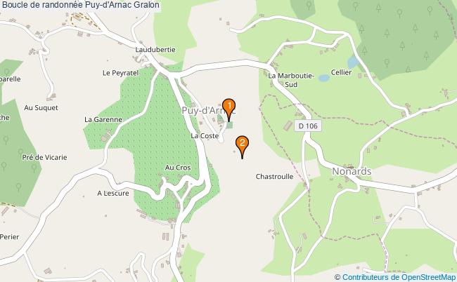 plan Boucle de randonnée Puy-d'Arnac : 2 équipements