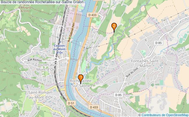plan Boucle de randonnée Rochetaillée-sur-Saône : 2 équipements