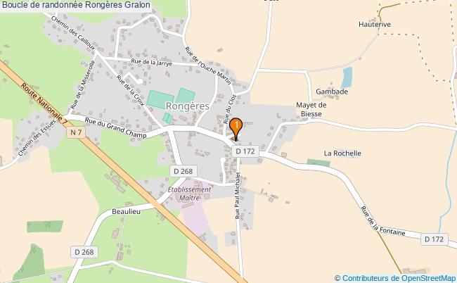 plan Boucle de randonnée Rongères : 1 équipements