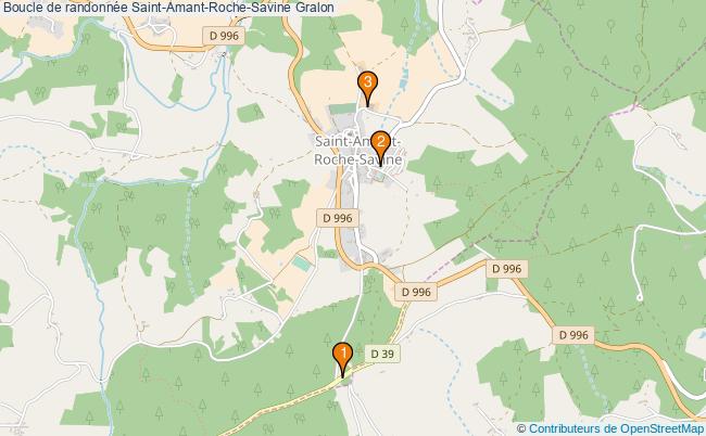 plan Boucle de randonnée Saint-Amant-Roche-Savine : 3 équipements
