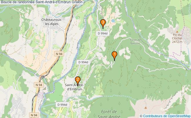 plan Boucle de randonnée Saint-André-d'Embrun : 3 équipements