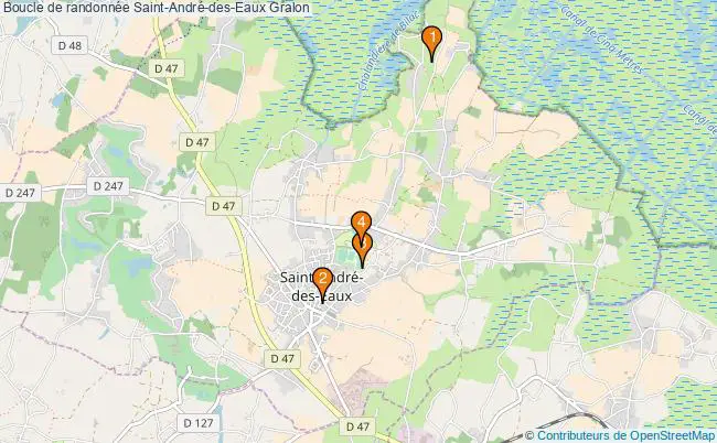 plan Boucle de randonnée Saint-André-des-Eaux : 4 équipements