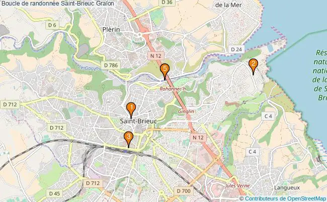 plan Boucle de randonnée Saint-Brieuc : 5 équipements