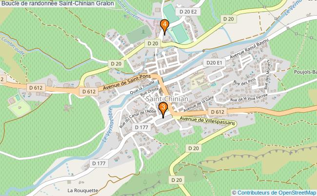 plan Boucle de randonnée Saint-Chinian : 4 équipements