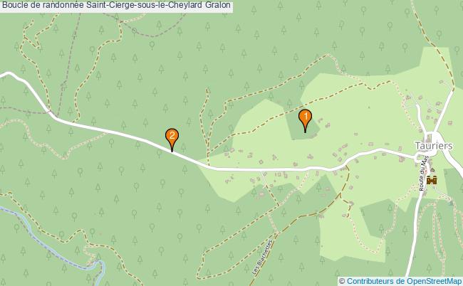 plan Boucle de randonnée Saint-Cierge-sous-le-Cheylard : 2 équipements