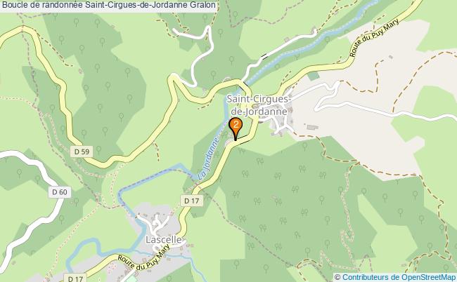 plan Boucle de randonnée Saint-Cirgues-de-Jordanne : 2 équipements