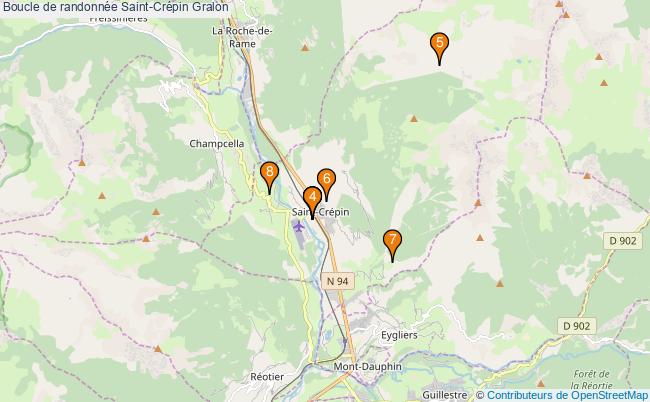 plan Boucle de randonnée Saint-Crépin : 8 équipements