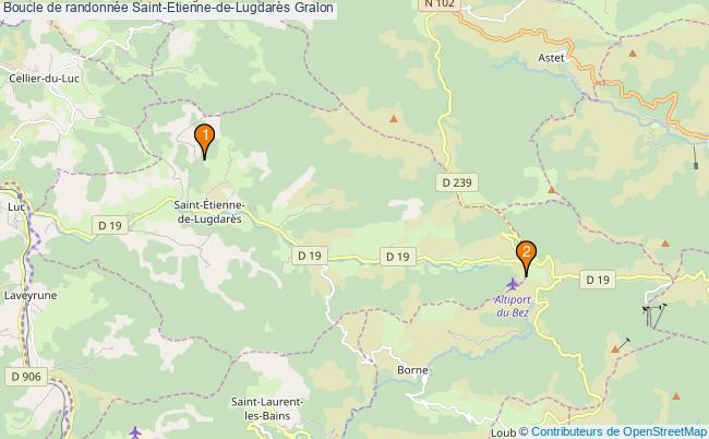 plan Boucle de randonnée Saint-Etienne-de-Lugdarès : 2 équipements