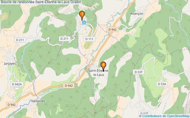 plan Boucle de randonnée Saint-Etienne-le-Laus : 4 équipements
