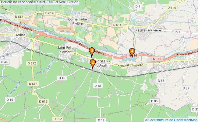 plan Boucle de randonnée Saint-Féliu-d'Avall : 4 équipements